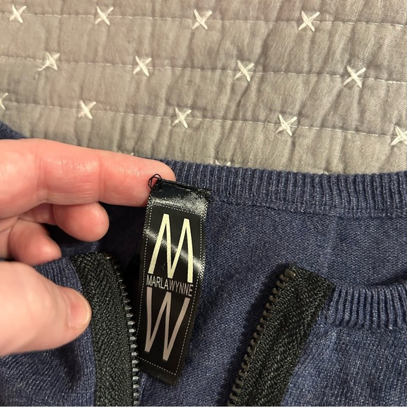 MarlaWynne Women’s Zip-Up Sweater Dress Size S Navy - Picture 7 of 7